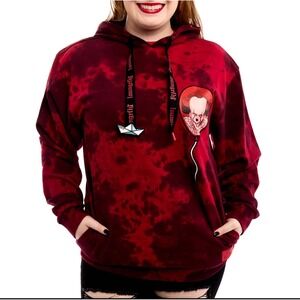 Loungefly Warner Bros IT Pennywise 
Red Splatter Hoodie Unisex Small Red Black